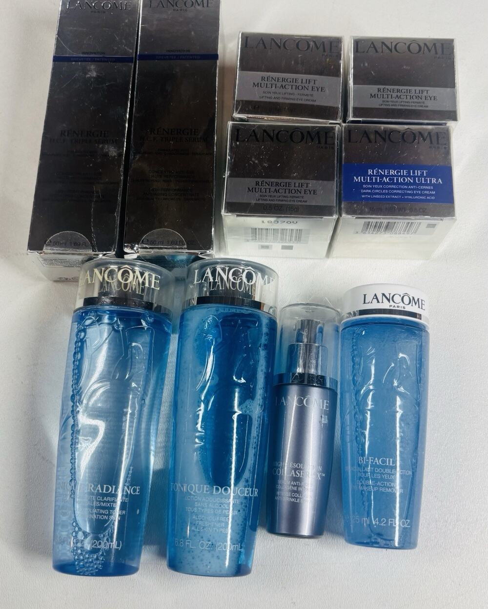 Lancôme Skincare Lot Rénergie HCF Triple Serum 50ml Eye Cream Bi-Facil Toners
